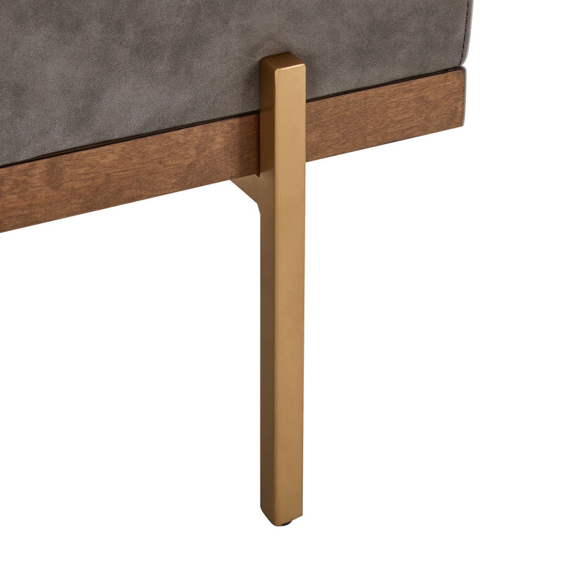 Thorian Luxury Upholstered Ottoman Bench with Channel Tufting and Metal Base by HouseOfZazla