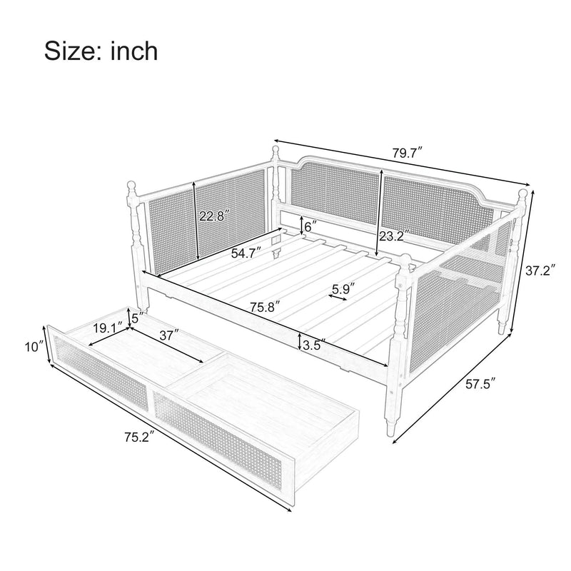 Full Size Daybed With 2 Drawers - Walnut by HouseOfZazla