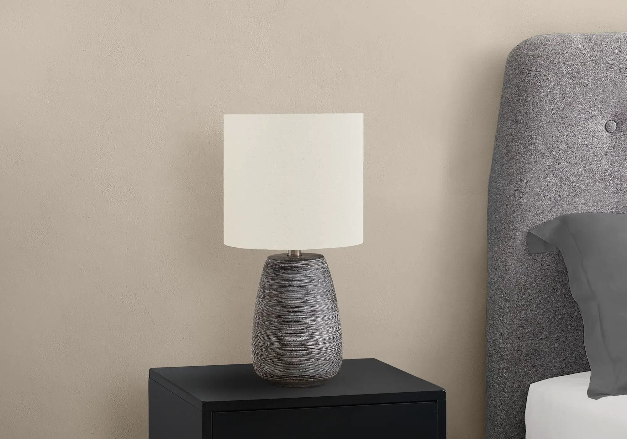 Contemporary Ceramic Table Lamp in Gray and Cream by HouseOfZazla
