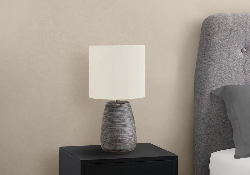 Contemporary Ceramic Table Lamp in Gray and Cream by HouseOfZazla