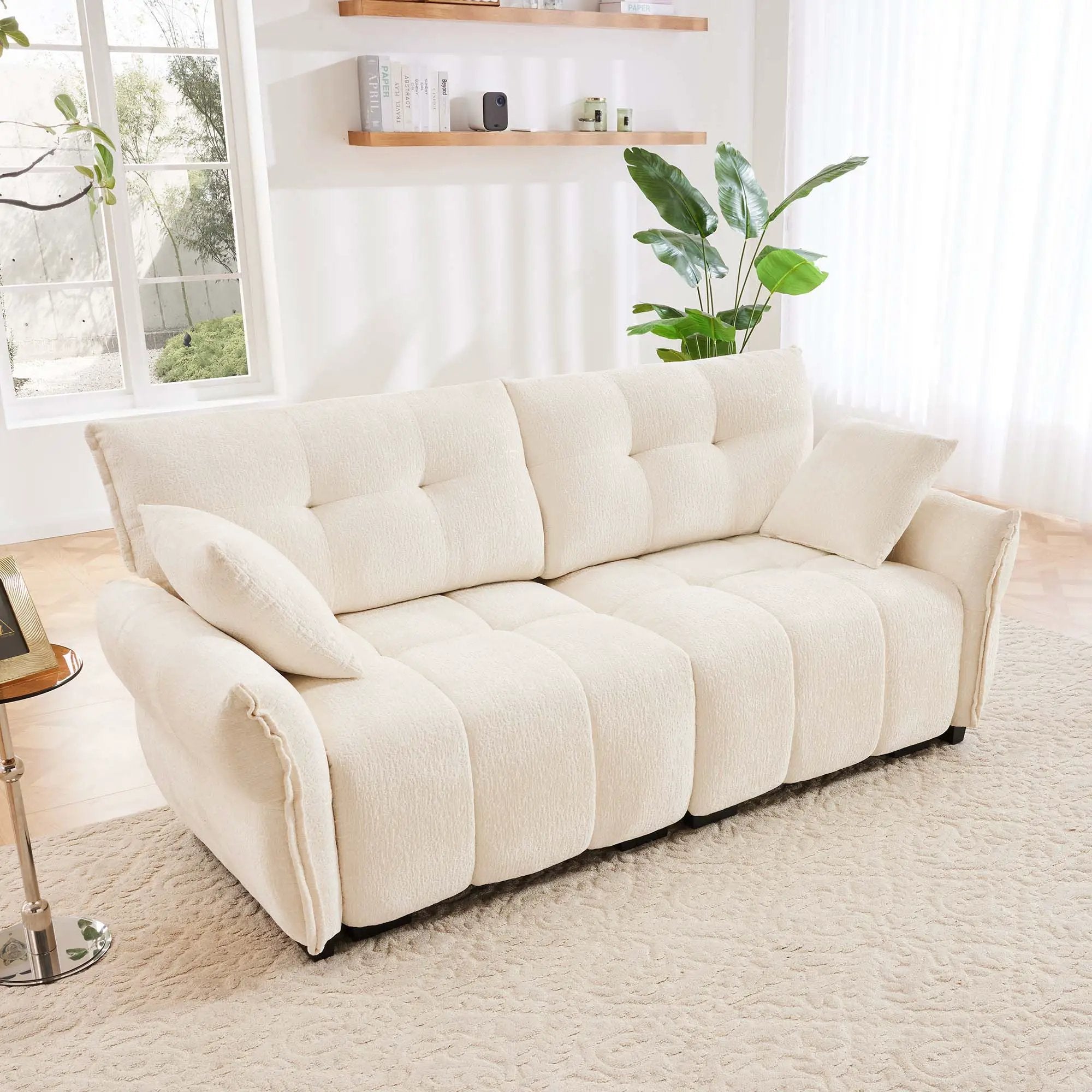 Modern Sofa & Pillows, Textured Cover, High Rebound Cushions by HouseOfZazla