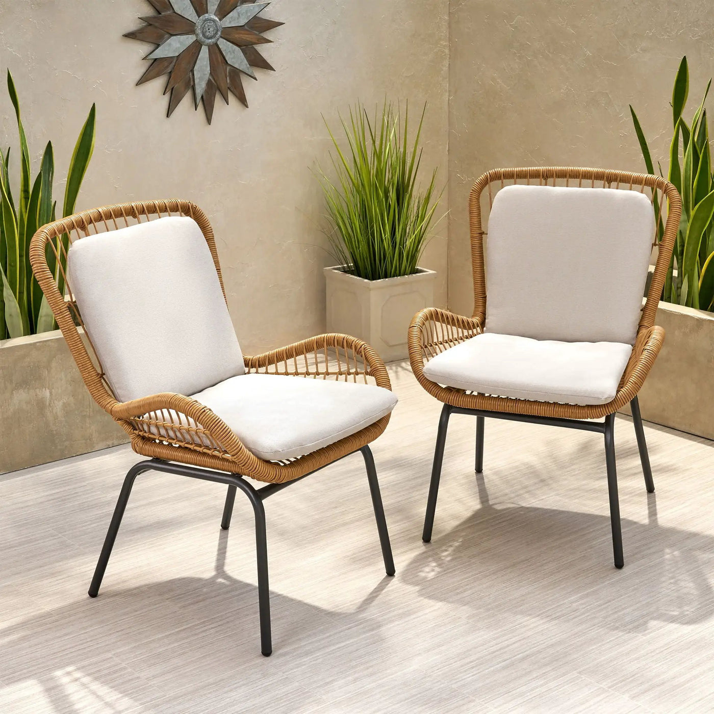 Outdoor Wicker Club Chair With Cushions (Set of 2) by HouseOfZazla
