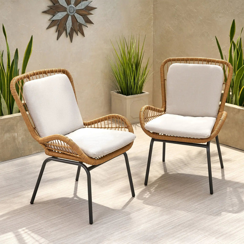 Outdoor Wicker Club Chair With Cushions (Set of 2) by HouseOfZazla