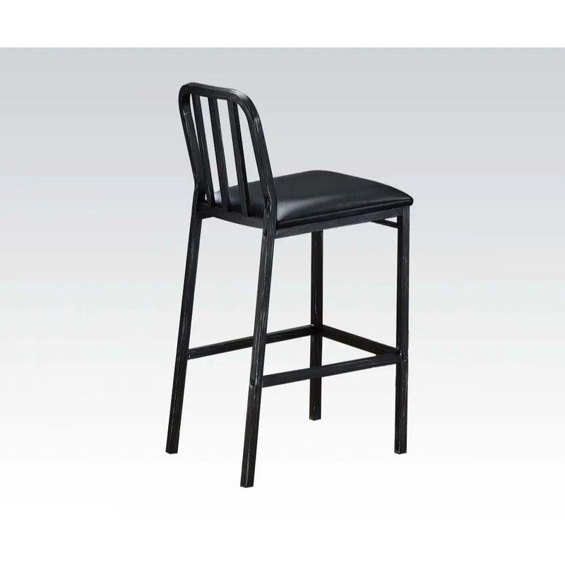 Jodie - Bar Chair (Set of 2) - Black Synthetic Leather & Antique Black by Unique Piece Furniture