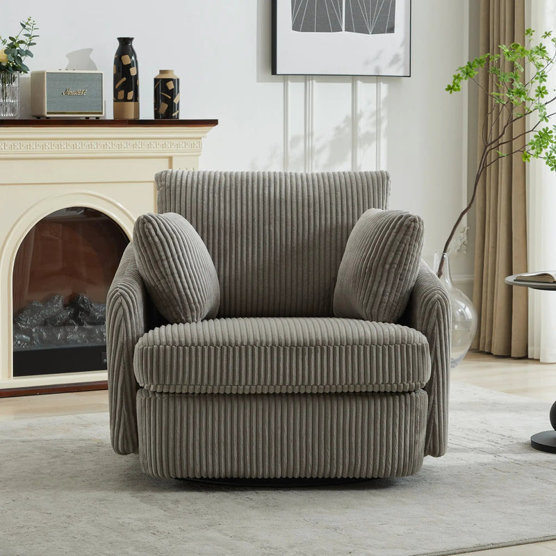 40.55"W Swivel Accent Chair with 2 Throw Pillows by HouseOfZazla