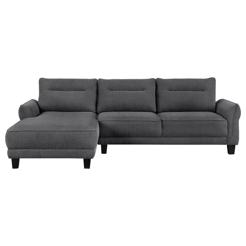 Caspian Upholstered Curved Arm Chaise Sectional Sofa Grey by Unique Piece Furniture