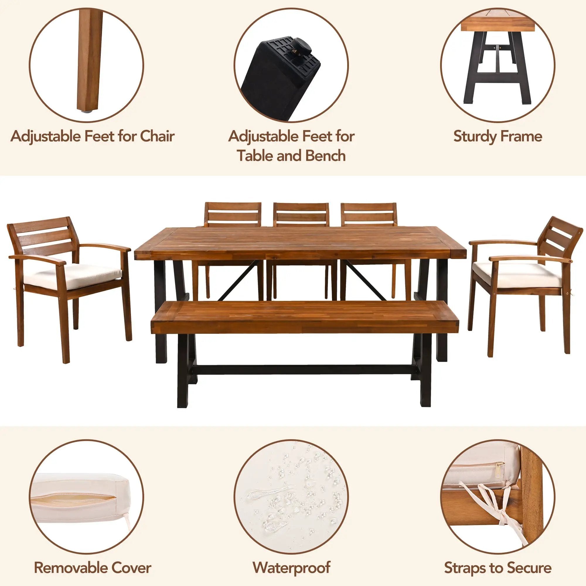 GO Outdoor Wood Dining Set For 7-8 Persons by HouseOfZazla