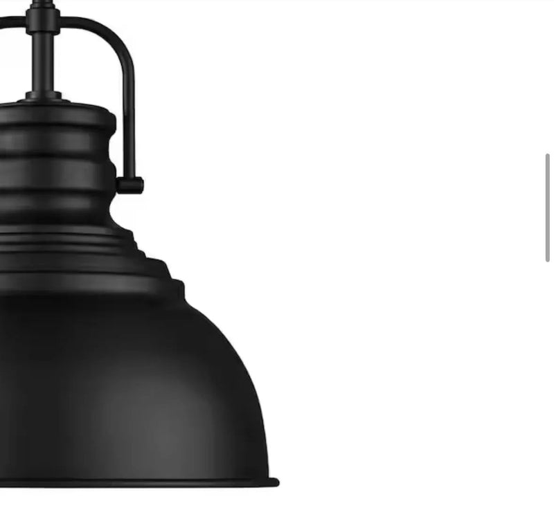 Home Decorators Collection Shelston 10 in. 1-Light Black Farmhouse Pendant Light Fixture with Metal Shade by Selzalot
