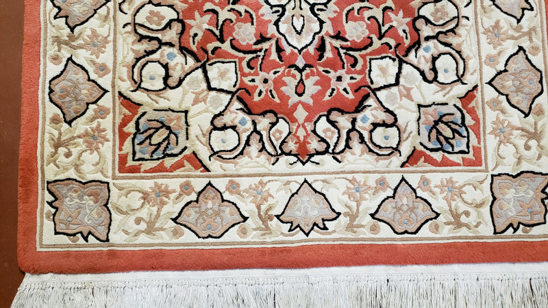 3x5 Red Chinese Plush Rug, Hand Knotted Soft Wool Carpet, Medallion Rug, Fine Vintage Rug, 120 Line, Small Area Rug by Jewel Rugs