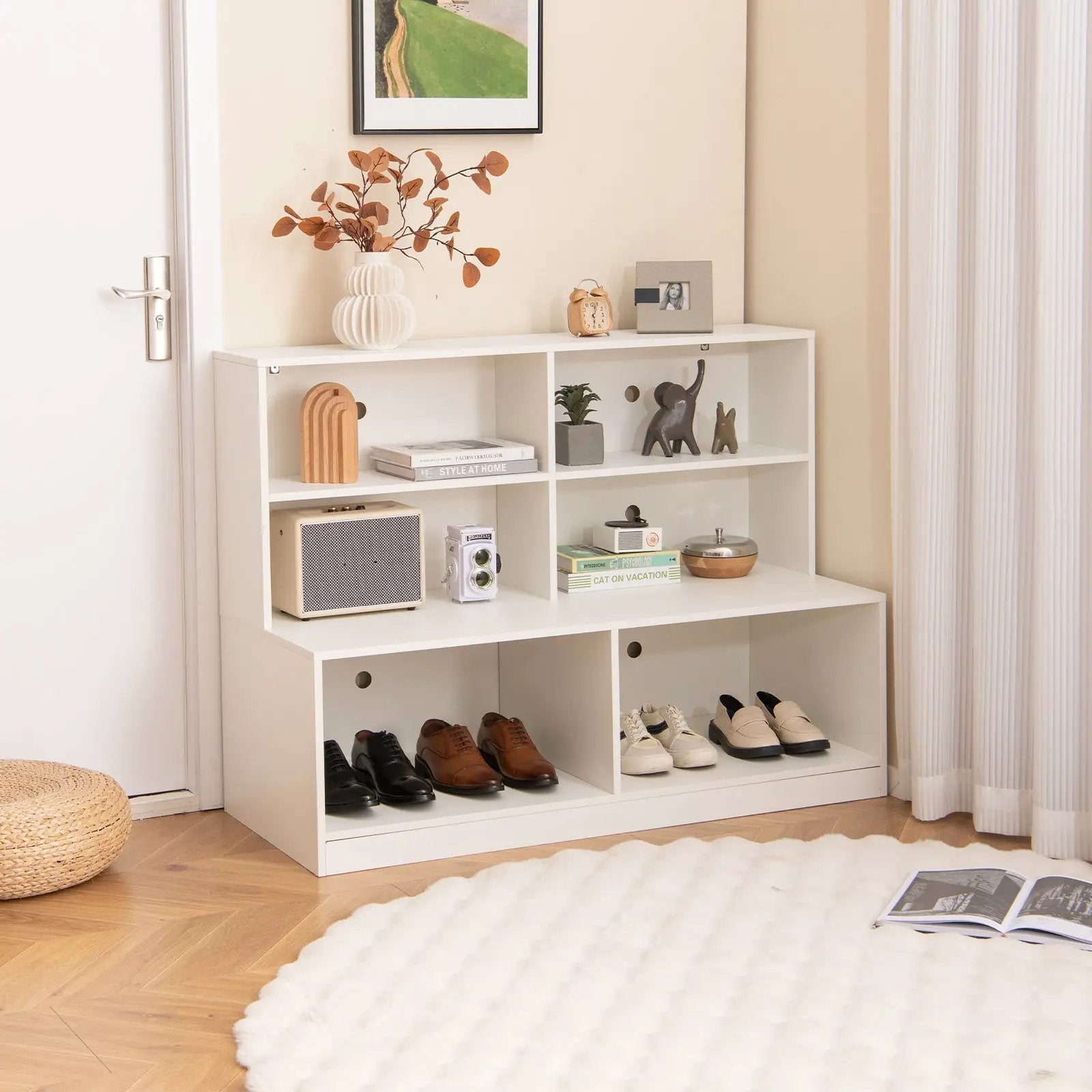 Entryway Shoe Cabinet with 2 Anti-tipping Kits-White by DirectDeals