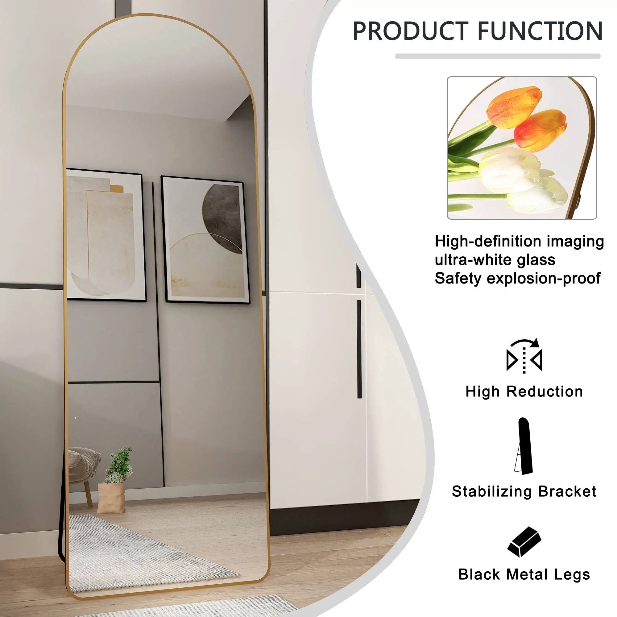 The 4th Generation Floor Mounted Full Length Mirror with Gold Frame by HouseOfZazla
