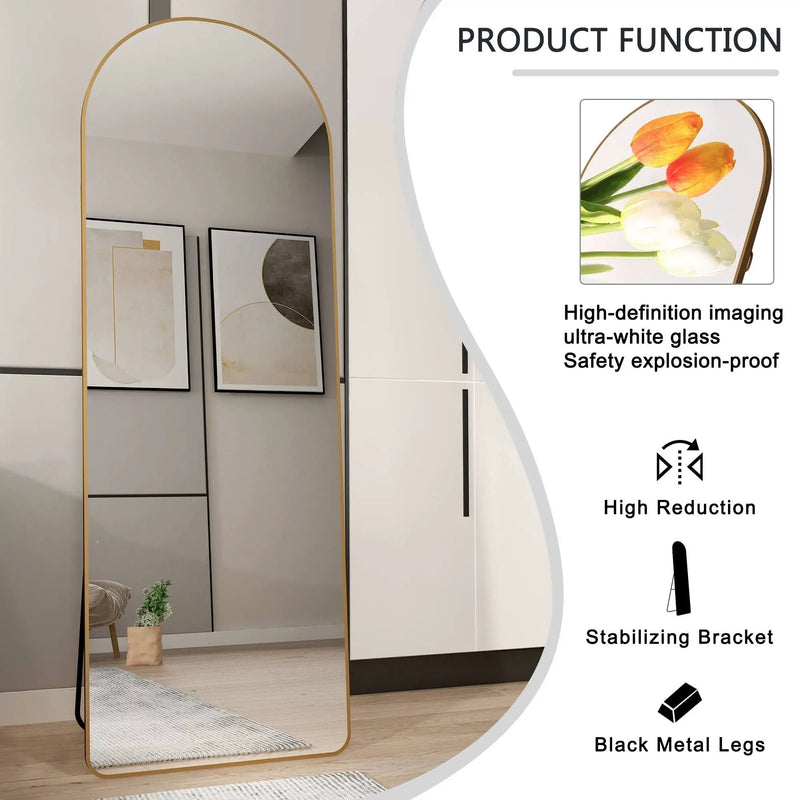 The 4th Generation Floor Mounted Full Length Mirror with Gold Frame by HouseOfZazla