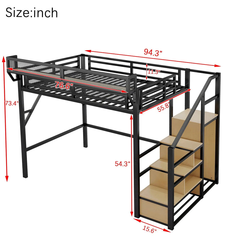 Loft Bed With Stairs, Storage Shelves, Wardrobe by Unique Piece Furniture