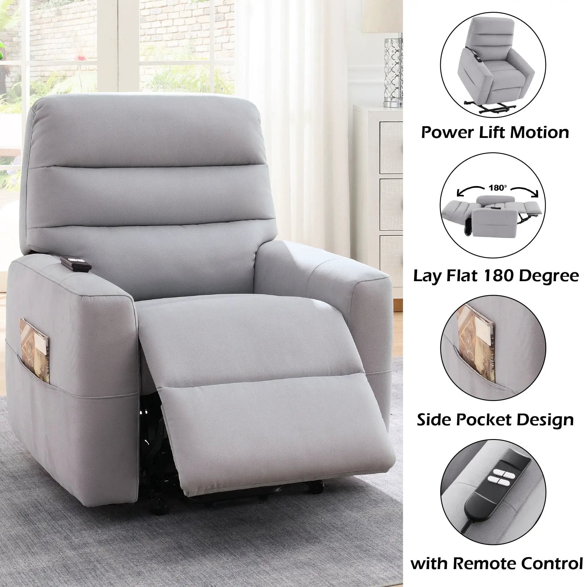 Freddie - Power Motion Recliner With Lift - Gray by Unique Piece Furniture