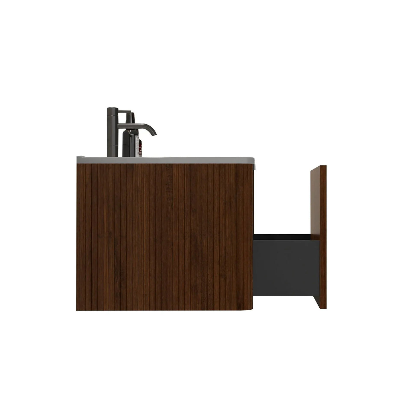 Etna - Striped Bathroom Vanity With Ceramic Sink, Wall Mounted Floating Bathroom Vanity For Modern Bathroom by HouseOfZazla