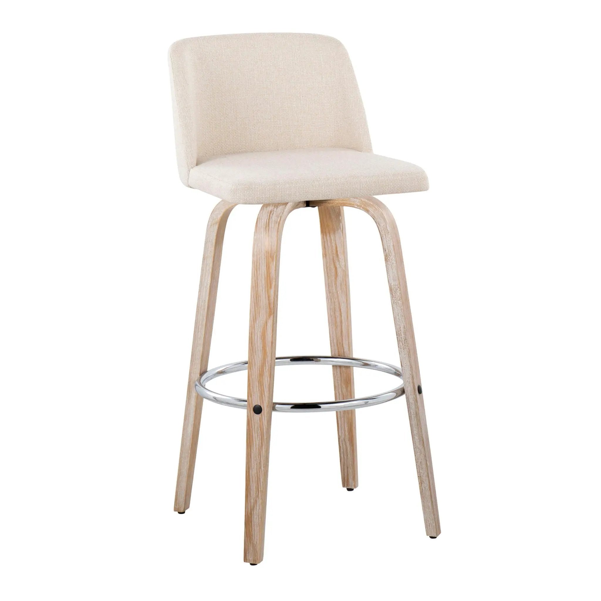 Toriano - Contemporary Fixed Height Barstool With Swivel & Round Footrest (Set of 2) by Unique Piece Furniture
