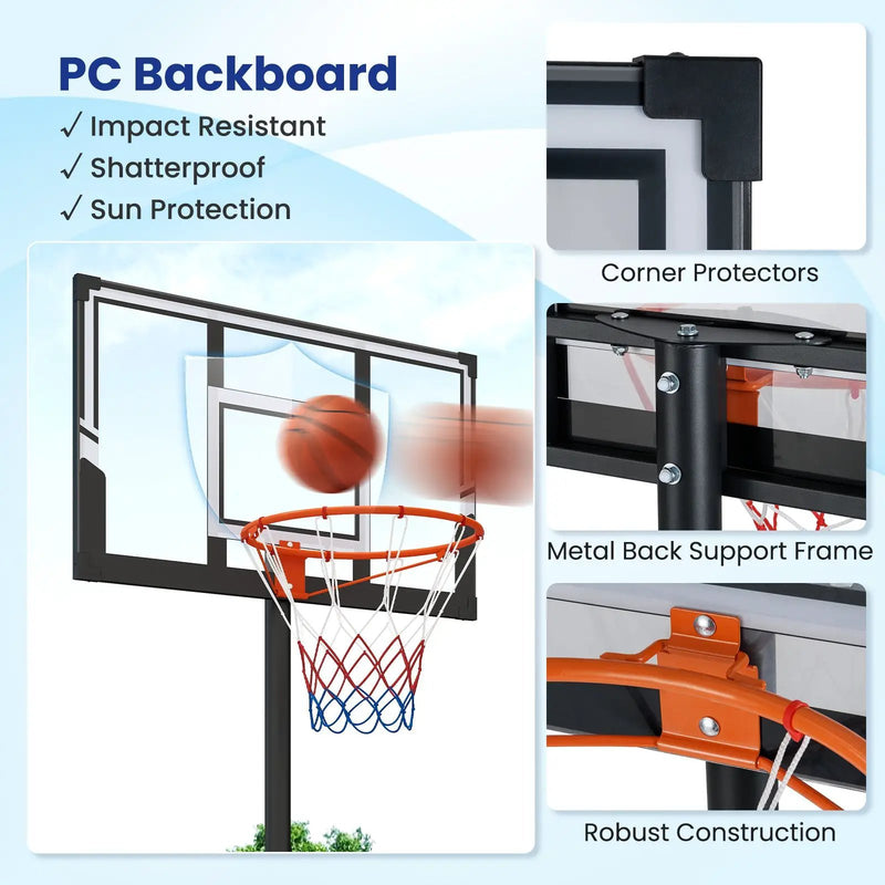 3.3-10 Feet Portable Basketball Hoop Adjustable with Base and Wheels by DirectDeals