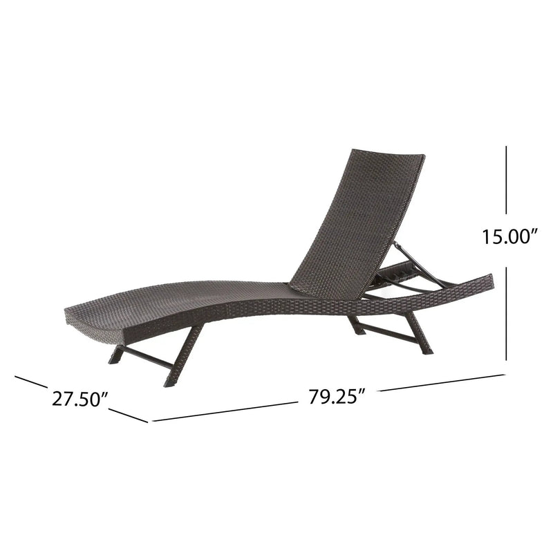 Kauai - Modern Style Wicker Chaise Lounge - Brown Multi by HouseOfZazla