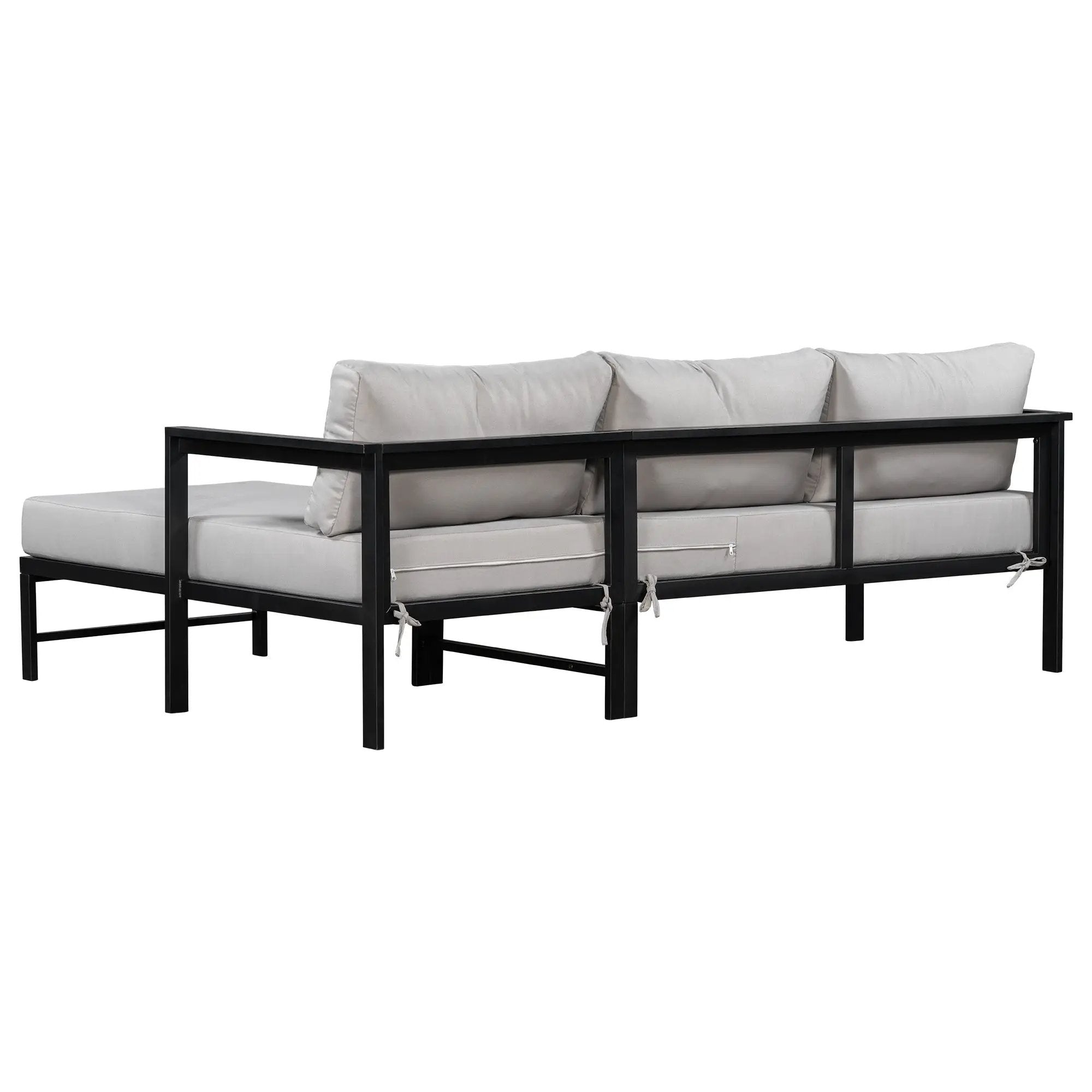 U_style Outdoor L-Shaped Sofa with Iron Frame and Ultra-Thick Cushions by HouseOfZazla