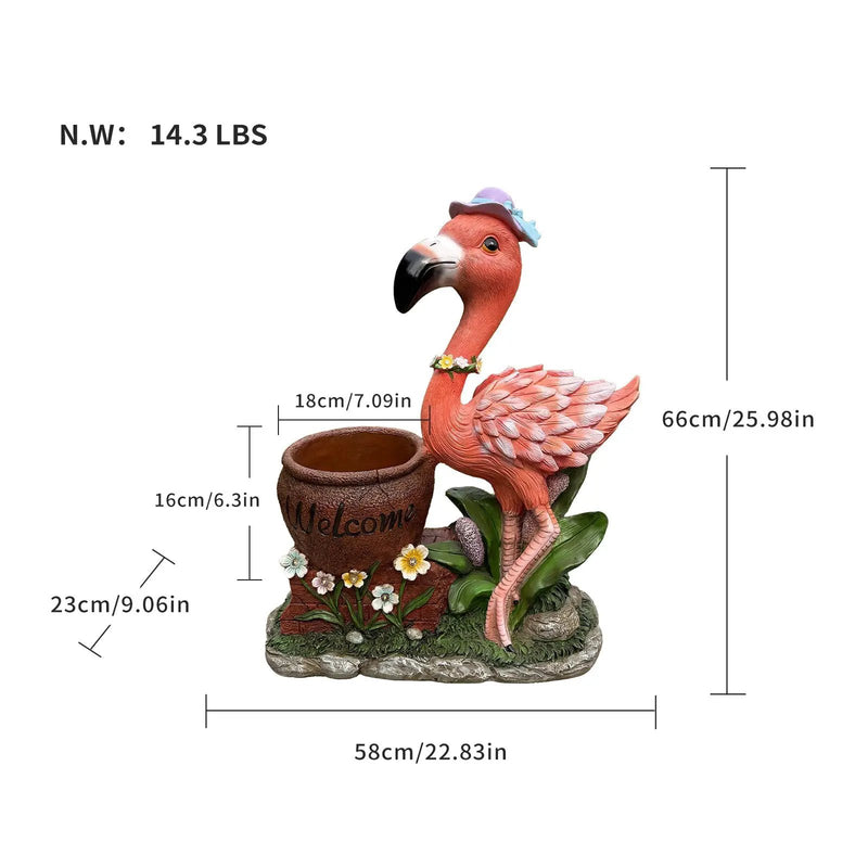 Outdoor Garden Sculpture Flamingo Flower Pot Planter by HouseOfZazla