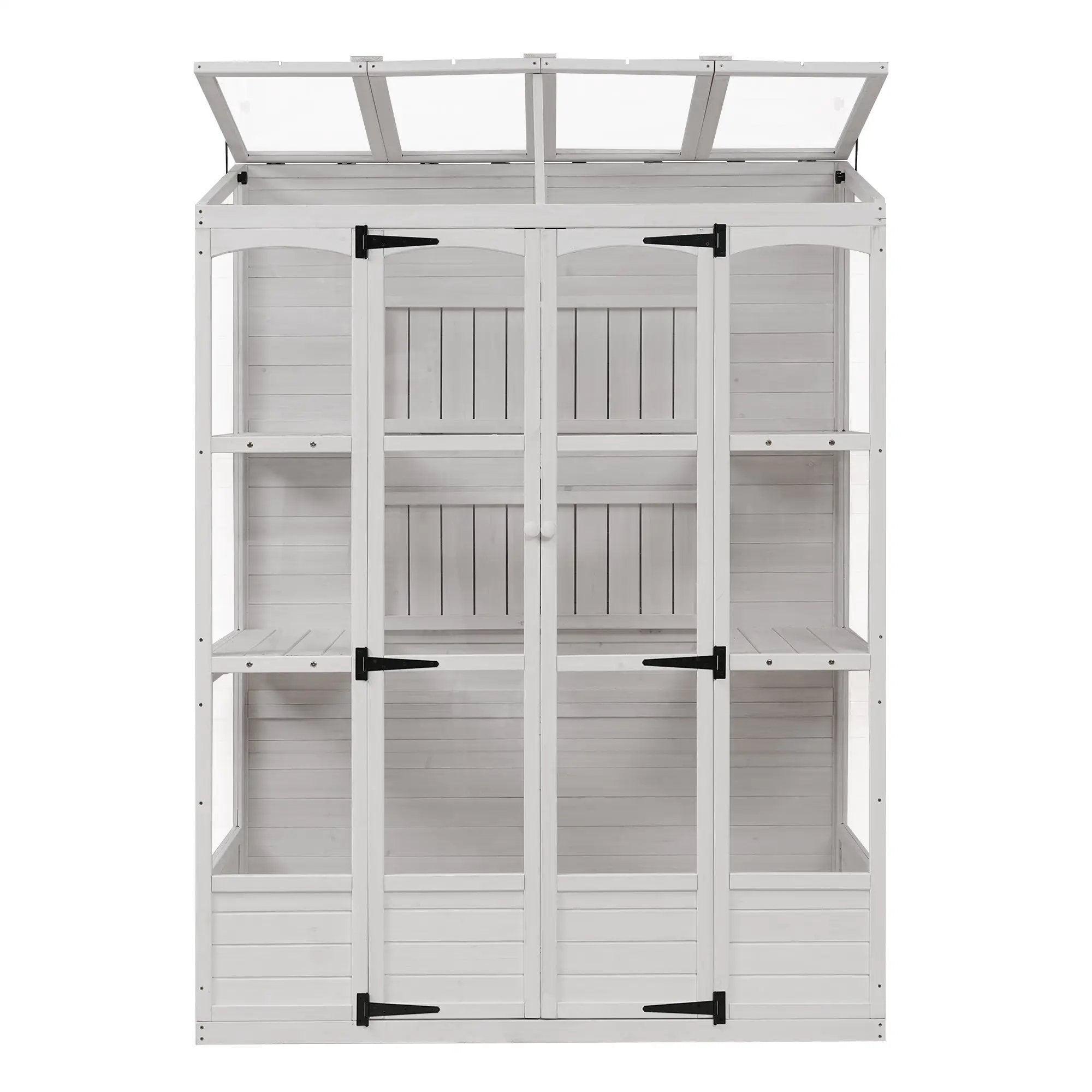 TOPMAX 78-Inch Wooden Greenhouse with Skylights and Folding Shelves by HouseOfZazla
