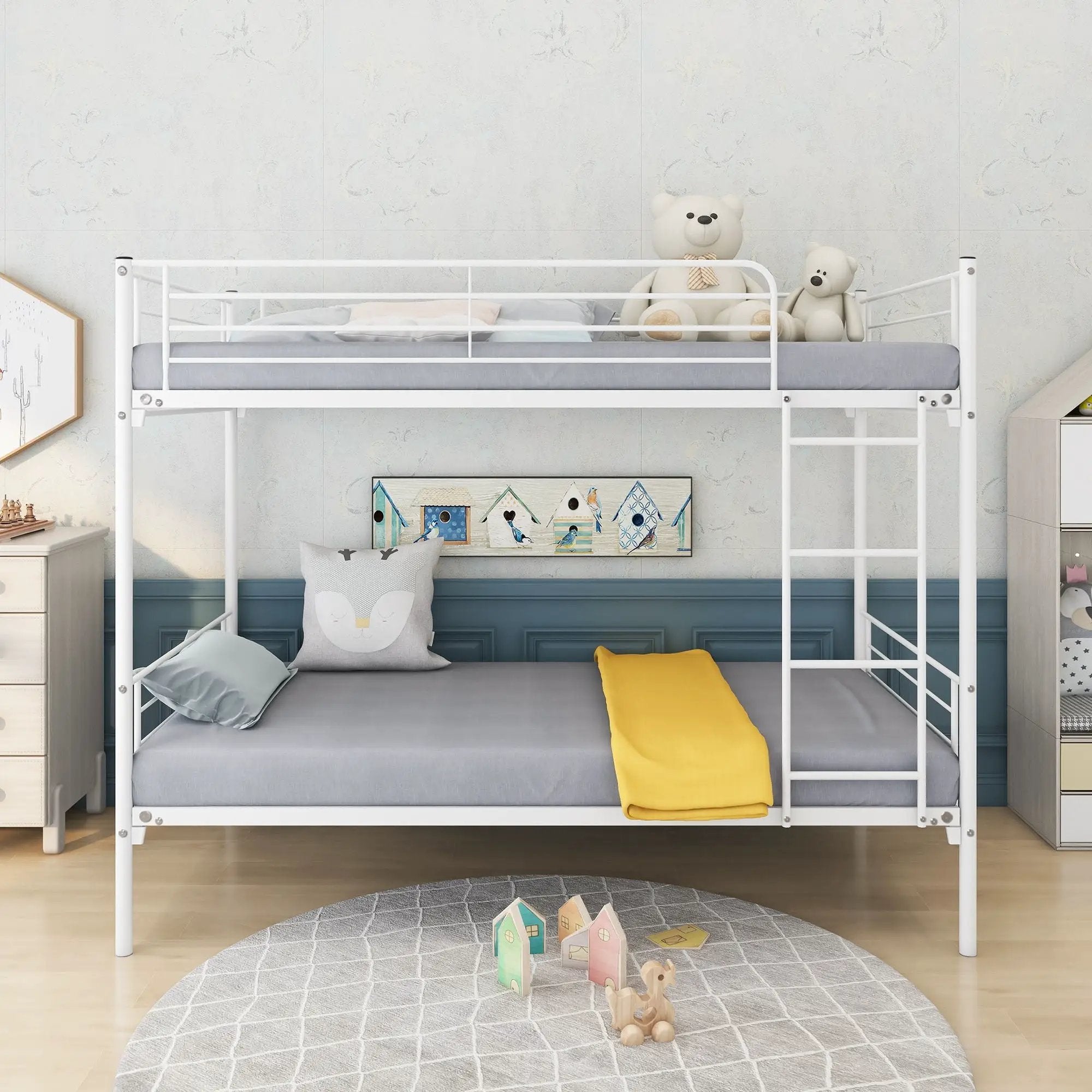 Space Saving Bunk Bed With Metal Frame And Ladder by Unique Piece Furniture