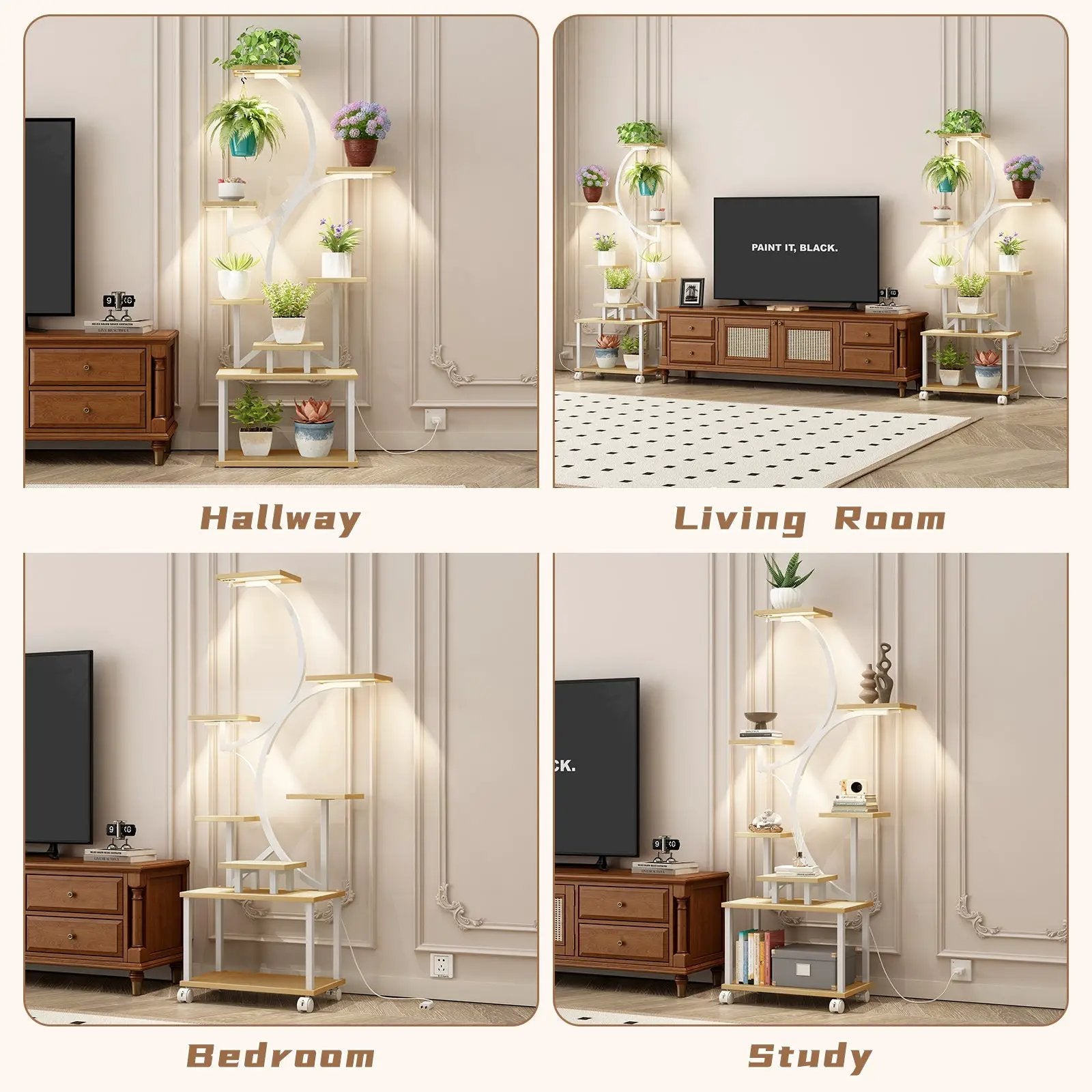 Indoor Plant Stand with Grow Lights - 62" Tall, 8 Tiered Shelf by HouseOfZazla