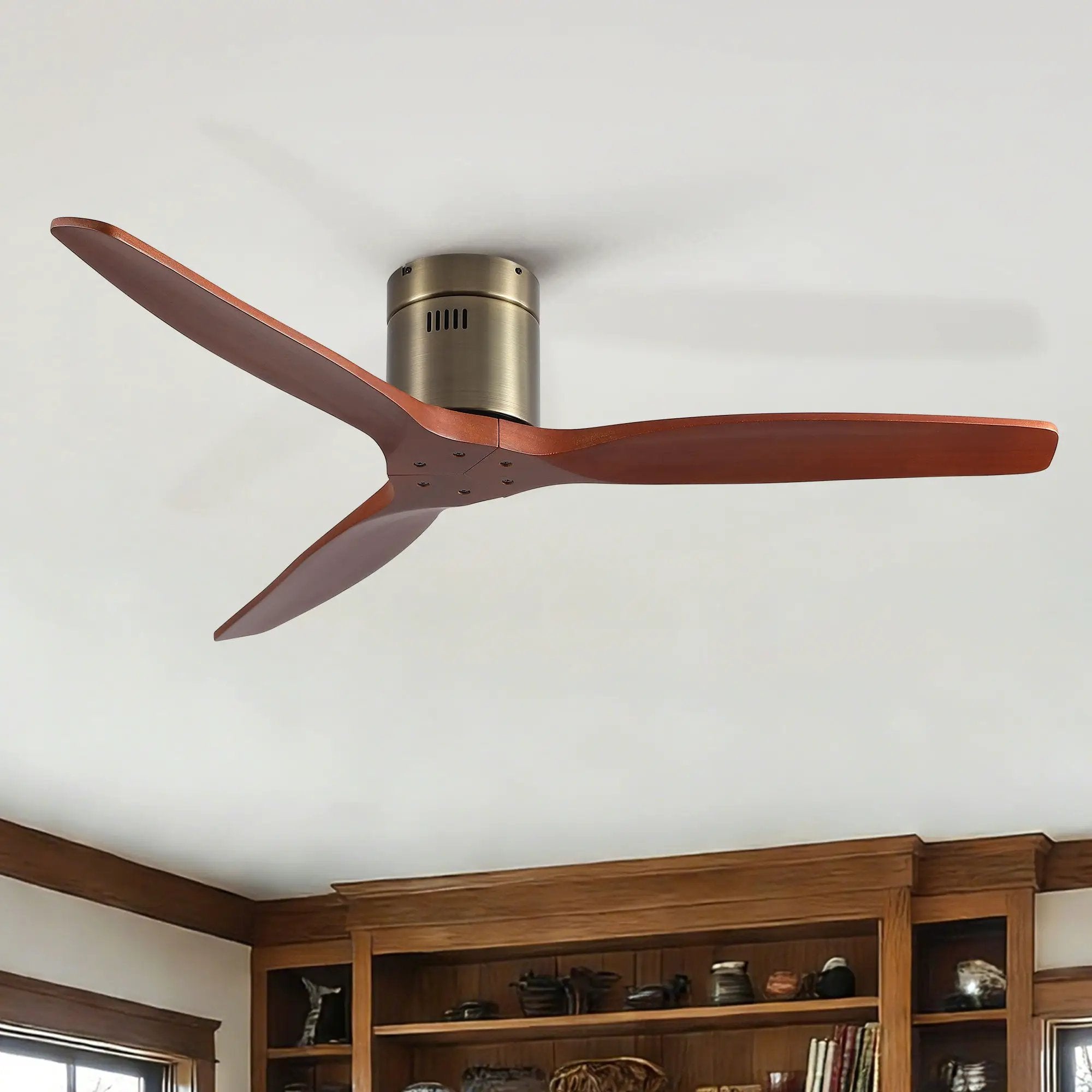 Low Profile Flush Mount Ceiling Fan Without Light by HouseOfZazla