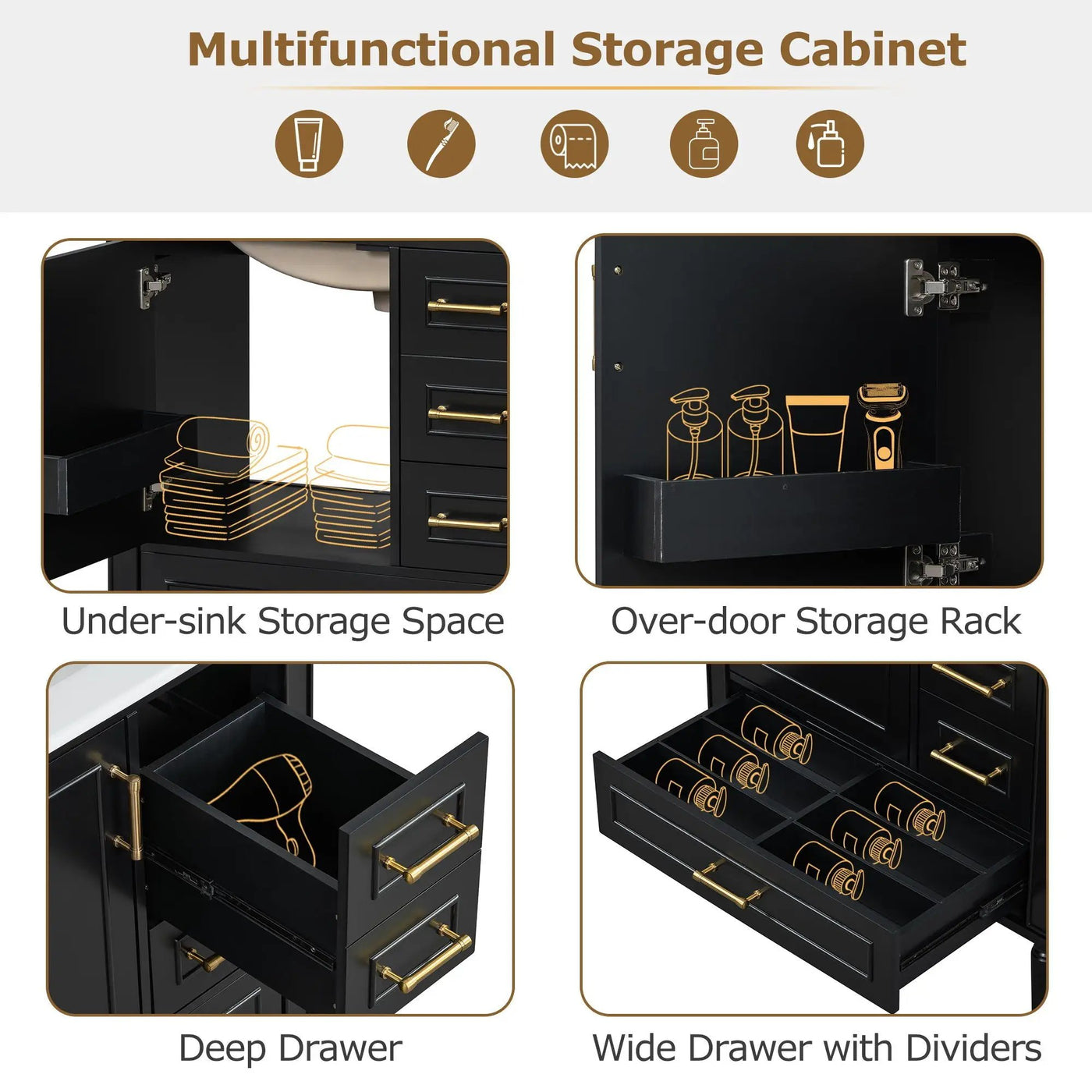 Traditional Bathroom Vanity Set With Soft Close Doors by Unique Piece Furniture