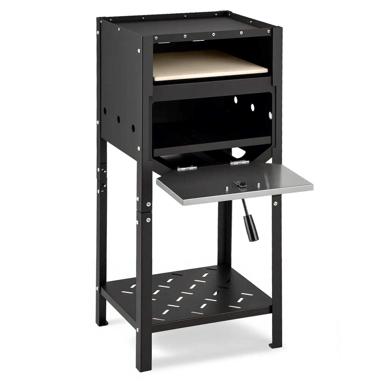 12 Inch Outdoor Pizza Oven with Ash Tray and Wood Storage-Black by DirectDeals