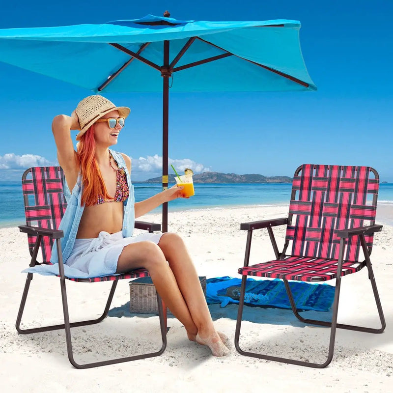 6 Pieces Folding Beach Chair Camping Lawn Webbing Chair by DirectDeals