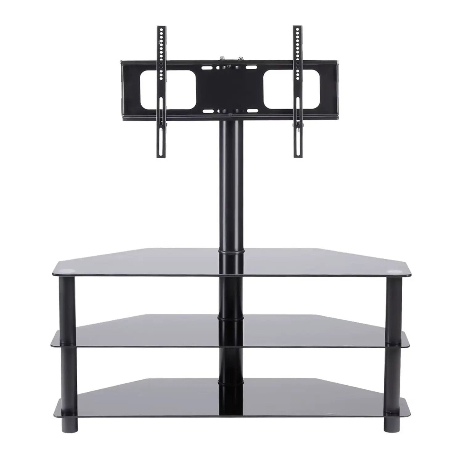 43.3" Multi-Function TV Stand Height Adjustable Bracket Swivel 3 Tier - Black by Unique Piece Furniture