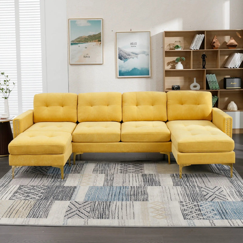 Modern L - Shape Convertible Sectional Sofa With Movable Ottoman by Unique Piece Furniture