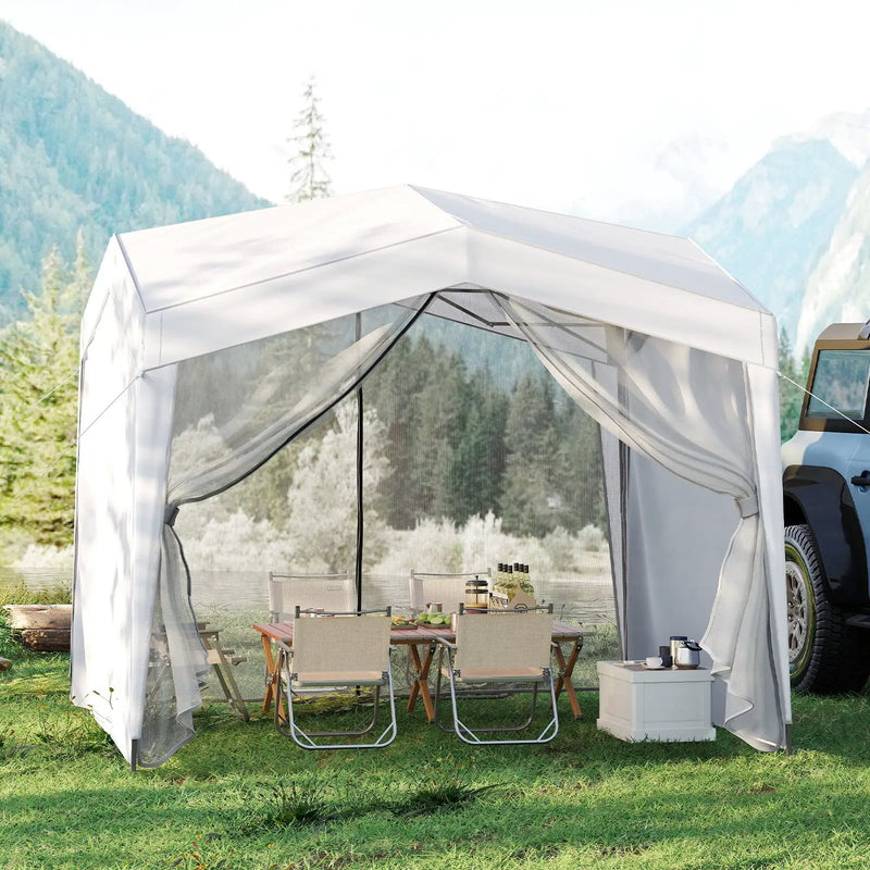 Pop up Canopy Tent wiht 4 Sidewalls Mesh Netting Wheeled Bag-White by DirectDeals