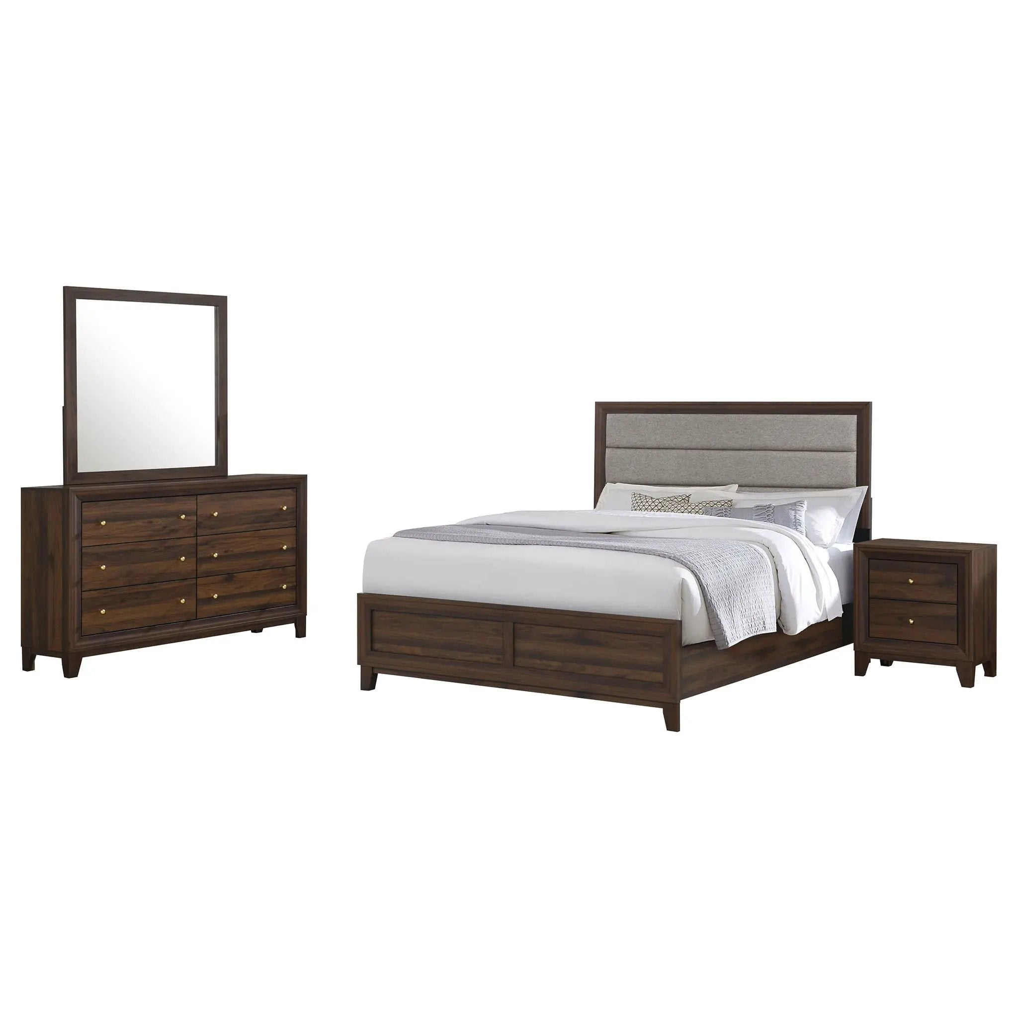 Welsley 4-piece California King Bedroom Set Walnut by Unique Piece Furniture