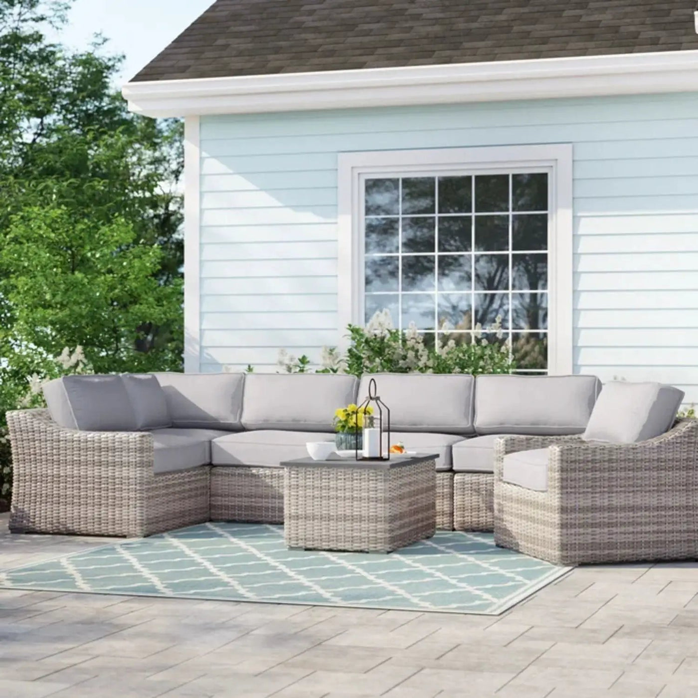 Stylish Sofa Seating Group With Cushions Perfect For Outdoor Gatherings by HouseOfZazla