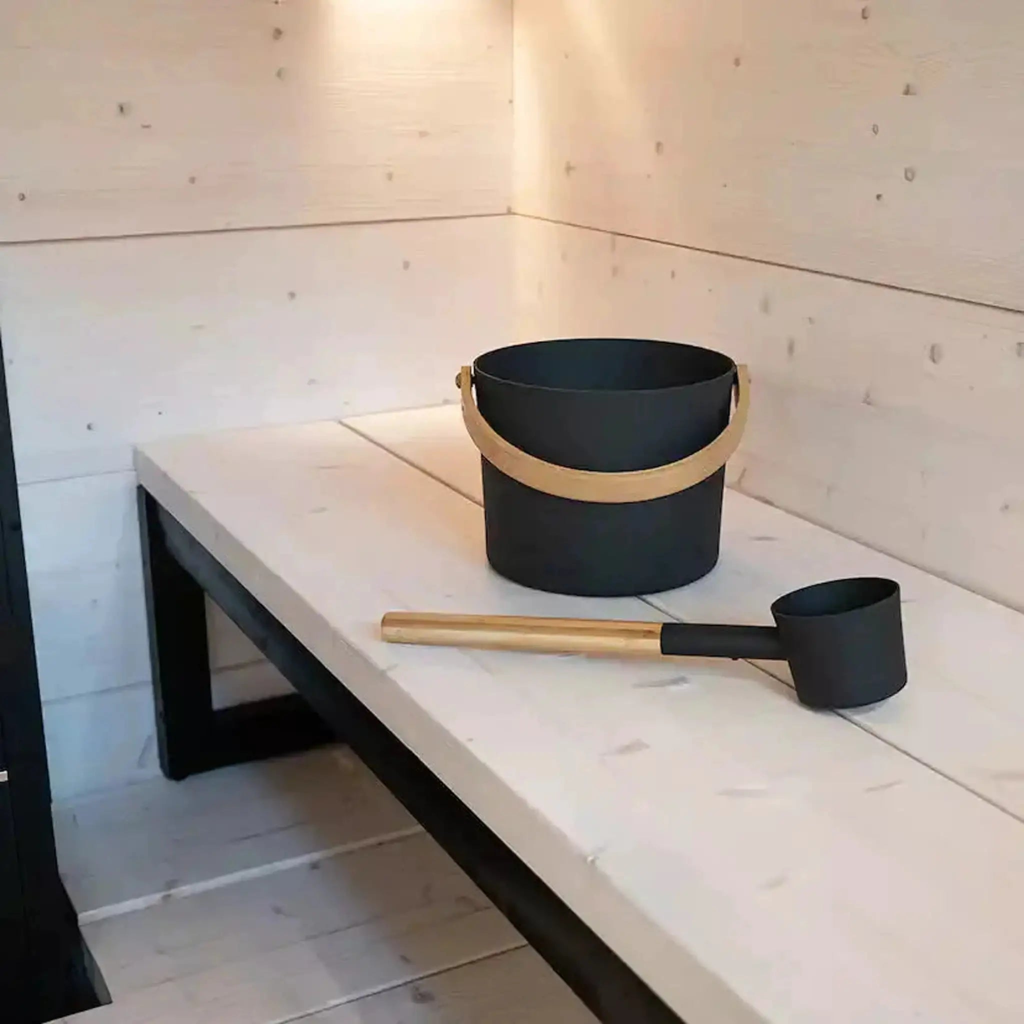 Harvia Black Pail And Ladle Set - Finnish Sauna Builders by Finnish Sauna Builders
