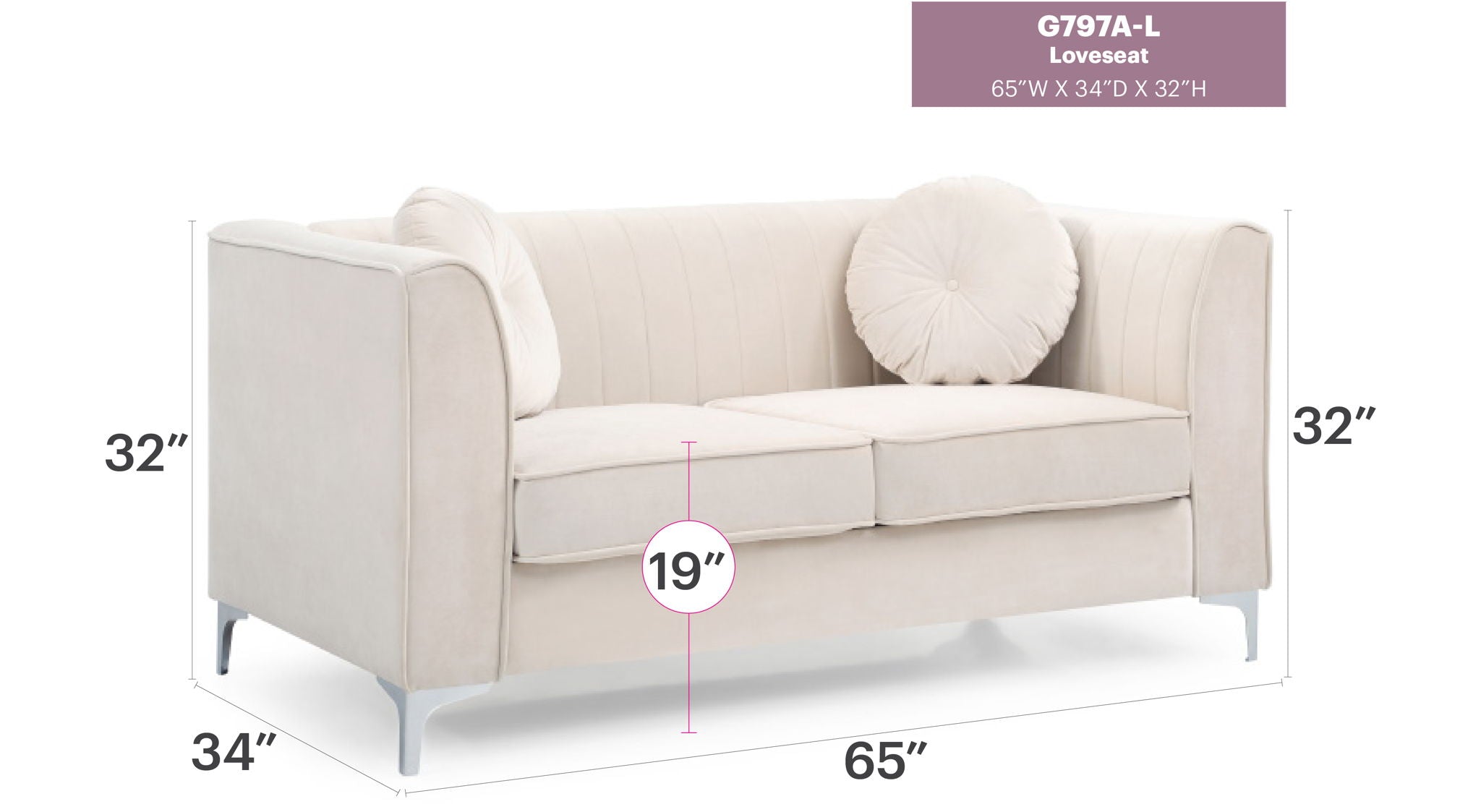 Glam Styled Micro Suede Loveseat by HouseOfZazla