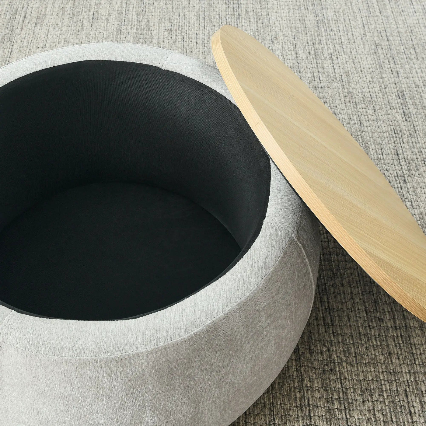 Round Storage Ottoman, 2 In 1 Function, End Table And Ottoman by Unique Piece Furniture