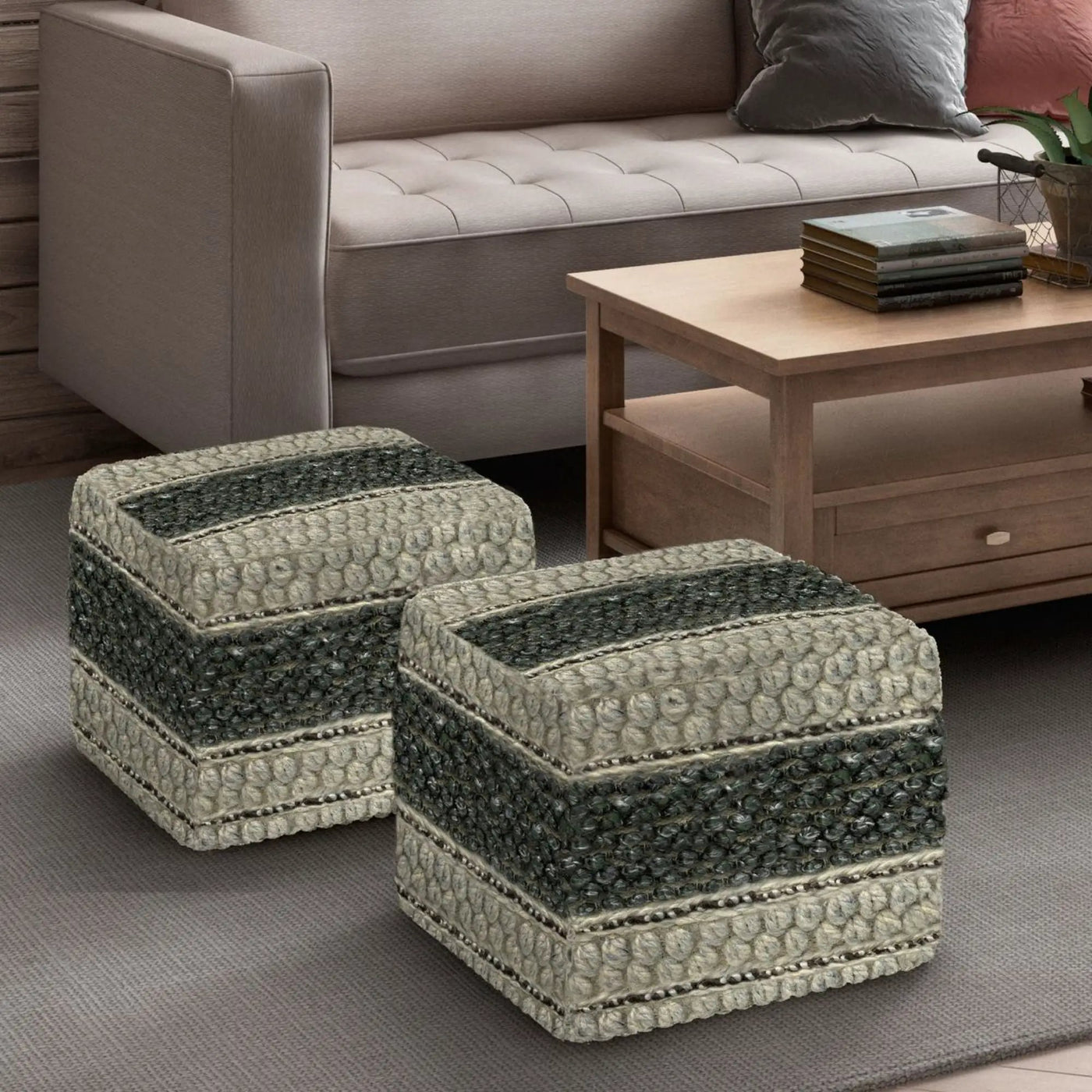 Grady - Handcrafted Square Pouf by HouseOfZazla