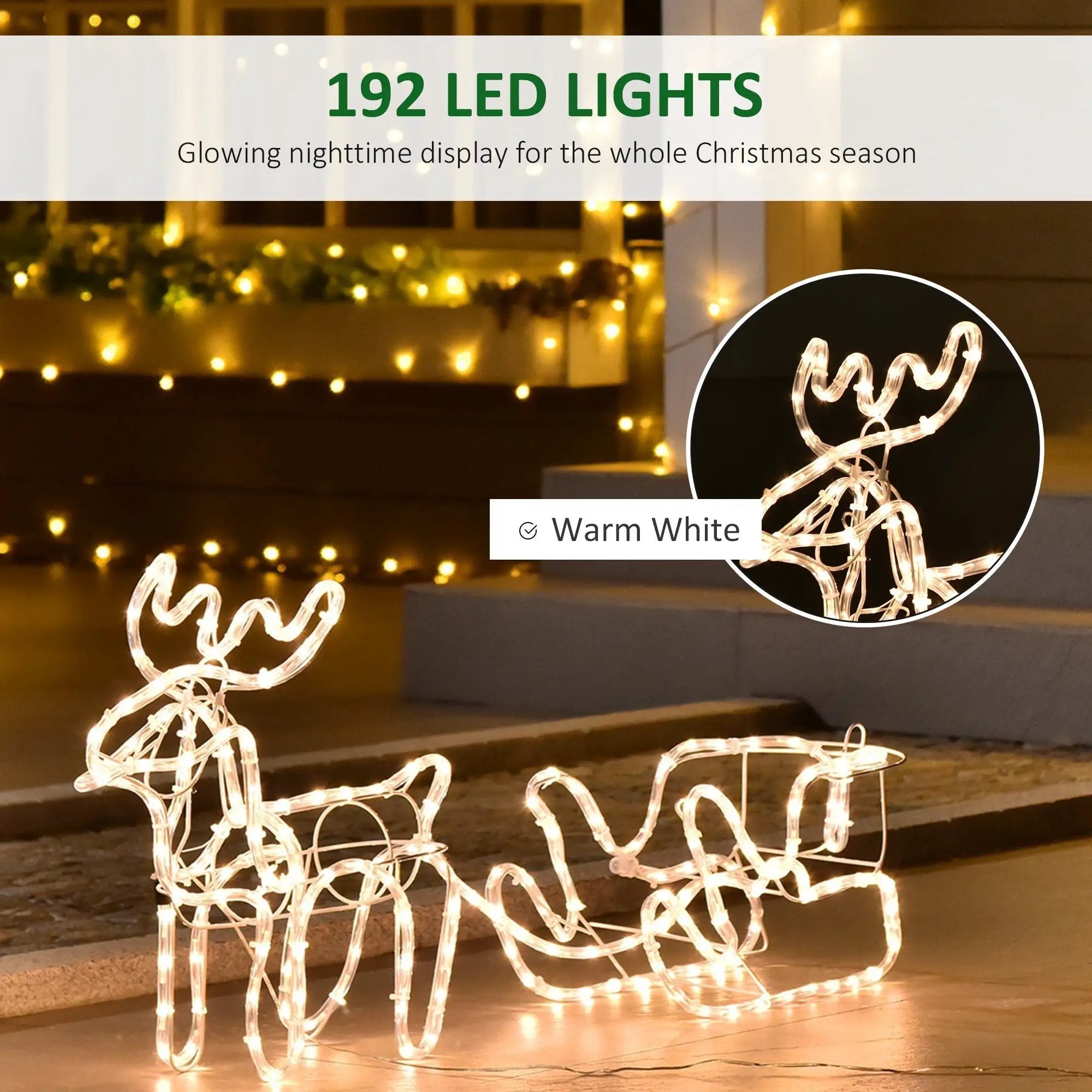 Outsunny 35' LED Reindeer Sleigh Outdoor Christmas Decoration by HouseOfZazla