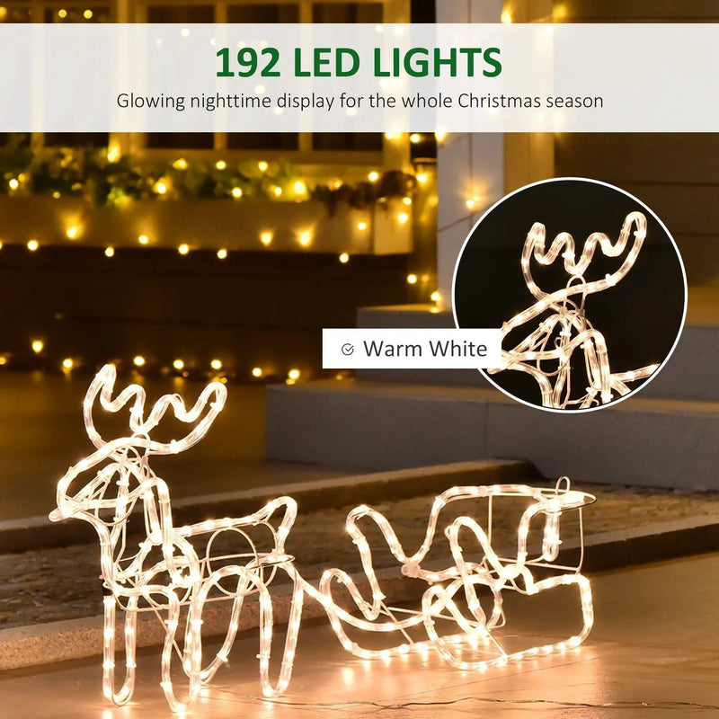 Outsunny 35' LED Reindeer Sleigh Outdoor Christmas Decoration by HouseOfZazla
