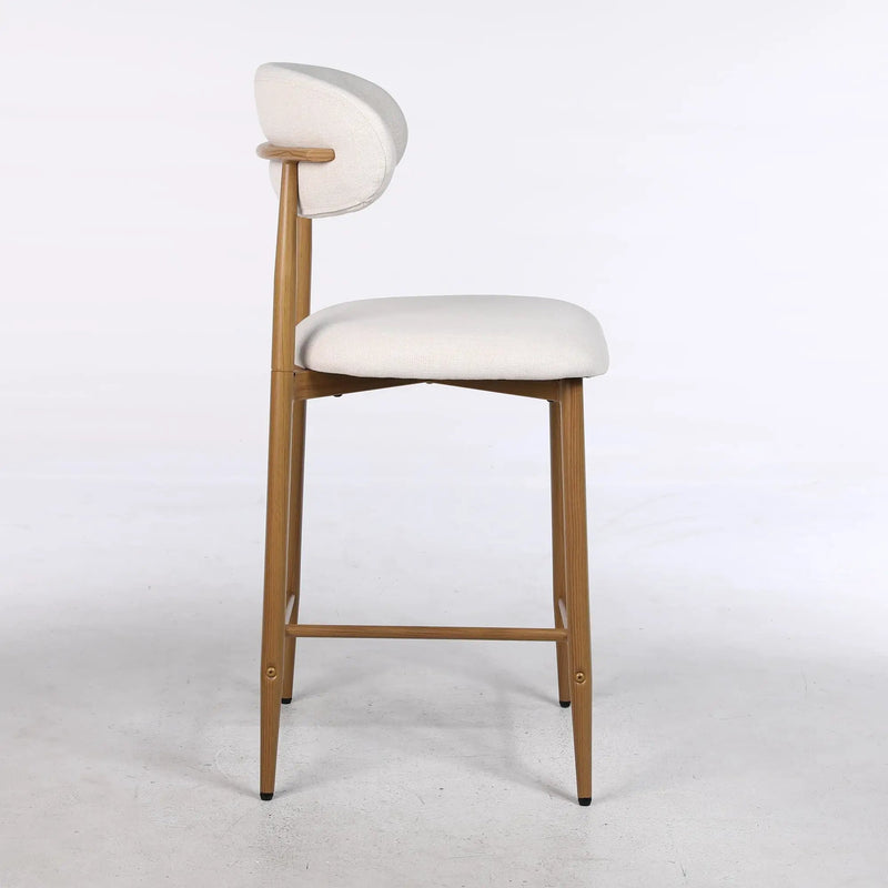 Upholstered Counter Height Bar Stools For Kitchen Island (Set of 2) - Beige by HouseOfZazla