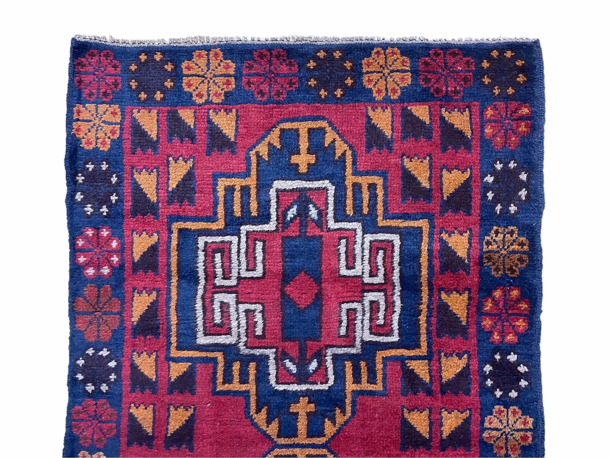 3 X 4.3 Vintage Handmade Tribal Wool Rug Balouch Rug Afghan Rug Red Blue Nice by Jewel Rugs