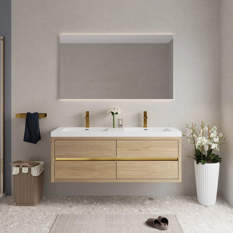 60" Wall-Mounted Bathroom Vanity with Double Sinks by HouseOfZazla