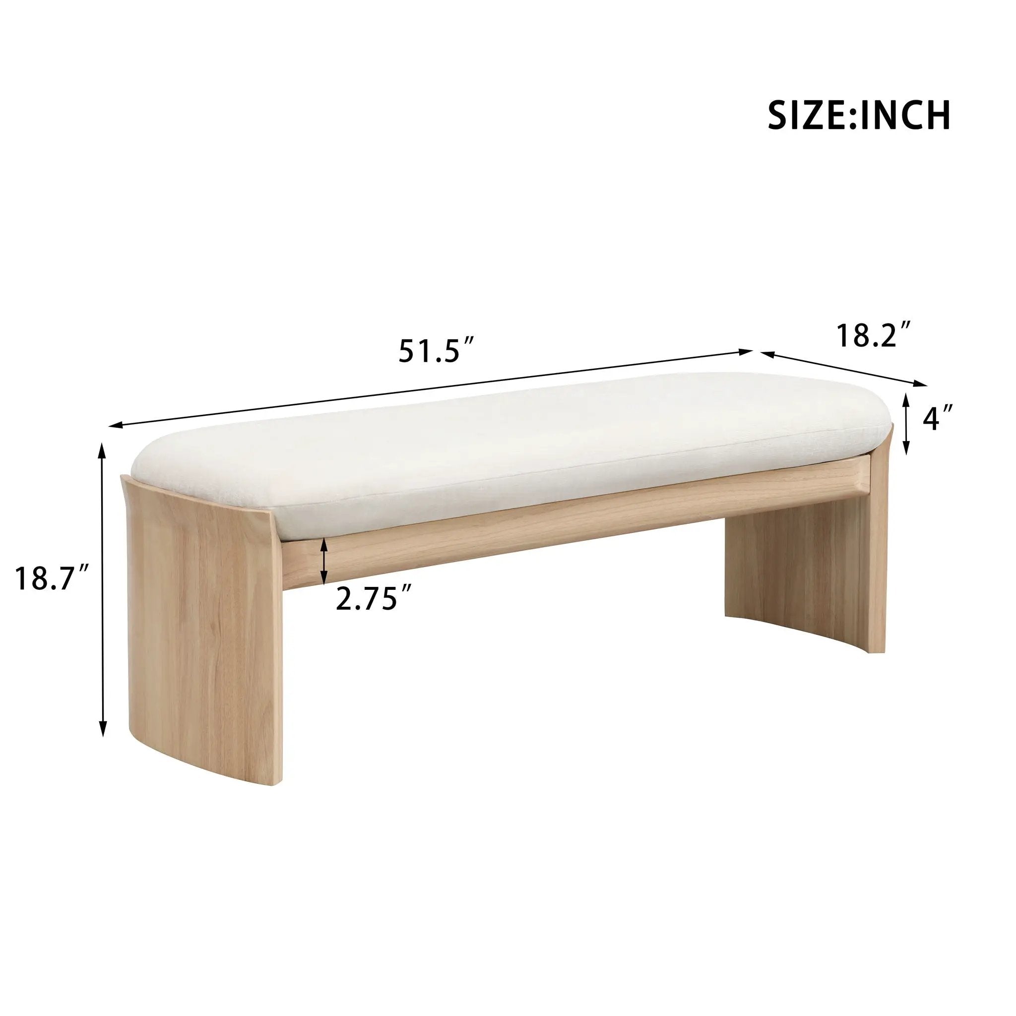 Footstool With Soft Cushion For Living Room - Beige / Natural by HouseOfZazla