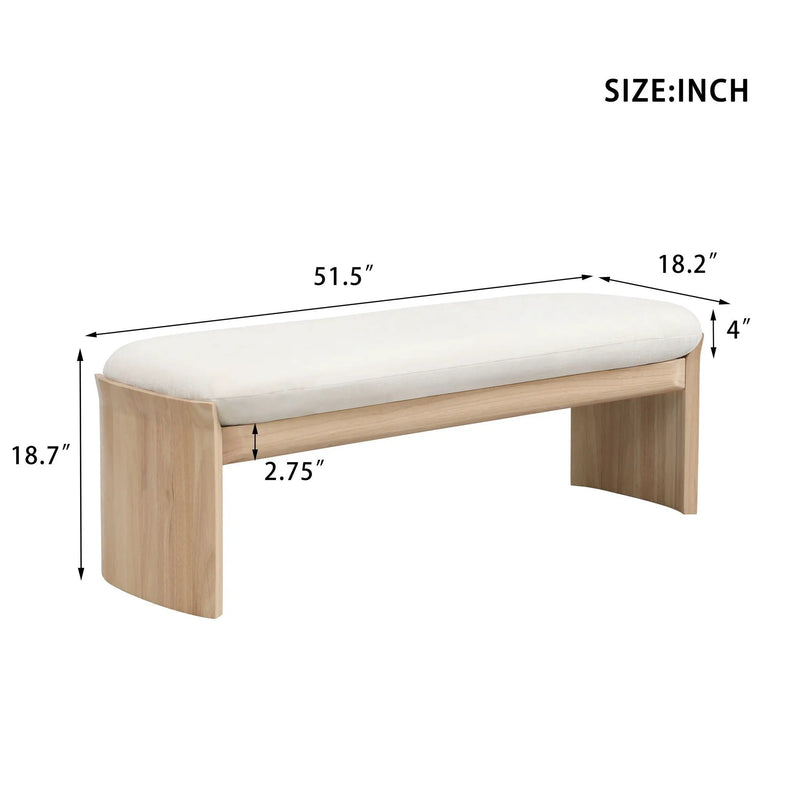 Footstool With Soft Cushion For Living Room - Beige / Natural by HouseOfZazla