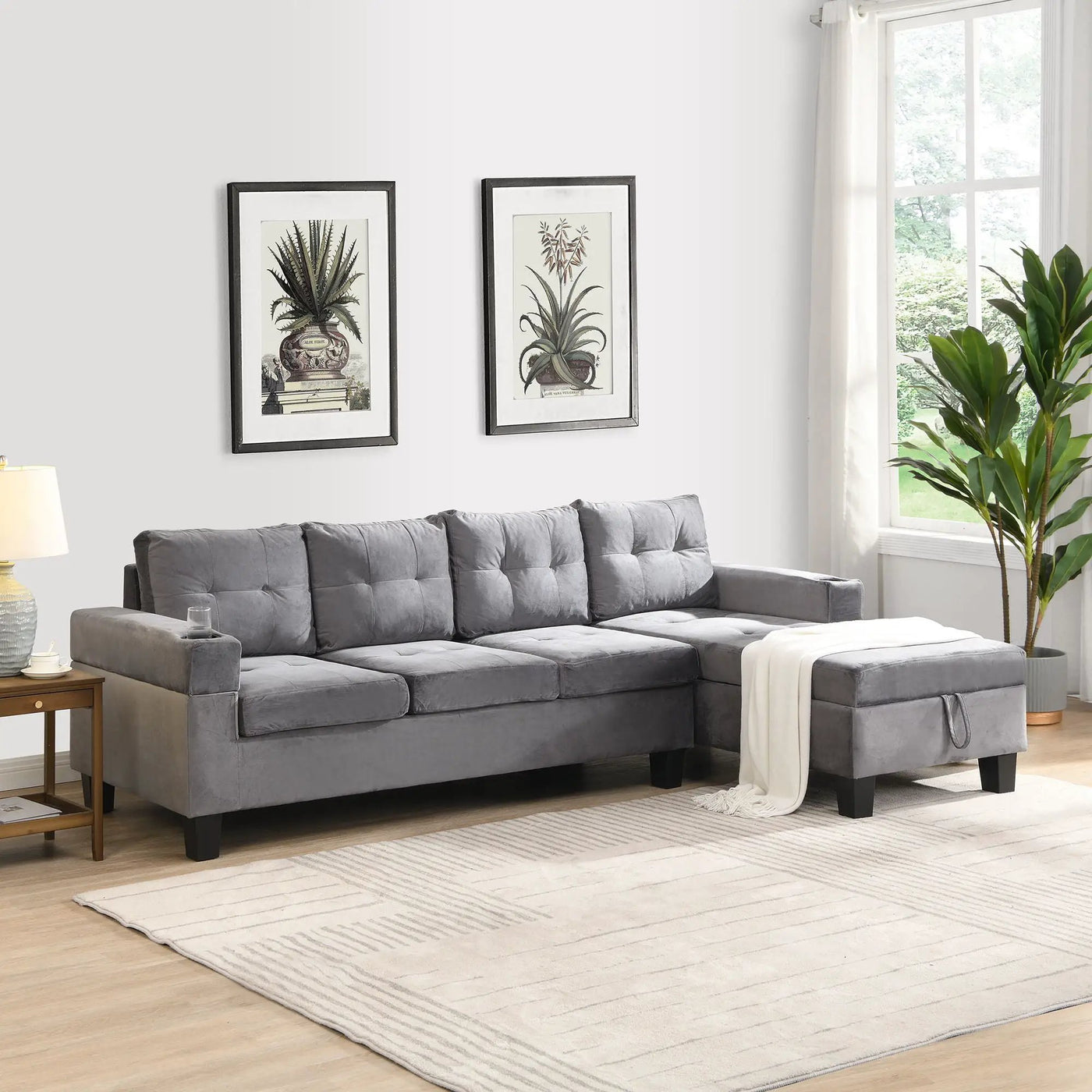 Modern Sectional Sofa Set With L Shape Chaise Lounge And Storage by HouseOfZazla