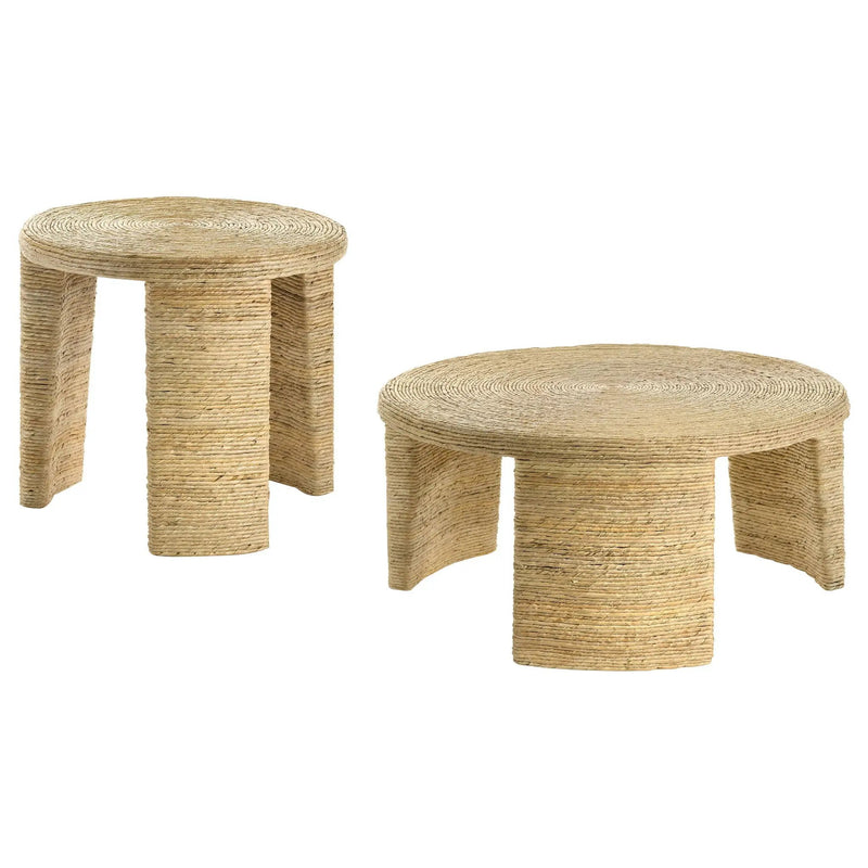 Artina 2-piece Rattan Coffee and End Table Set Natural by Unique Piece Furniture
