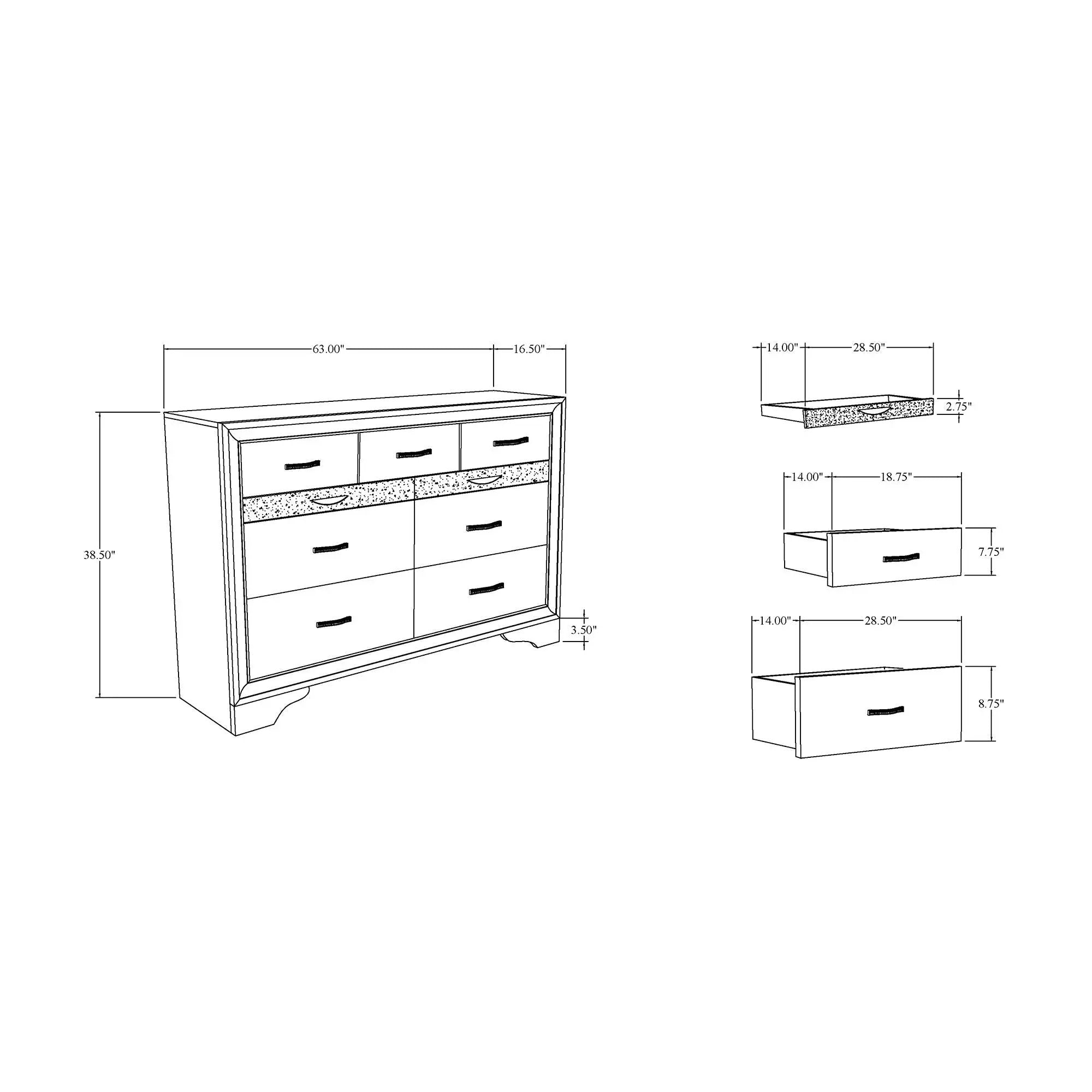 Ryder - Sparkle Dresser - Gray by Unique Piece Furniture